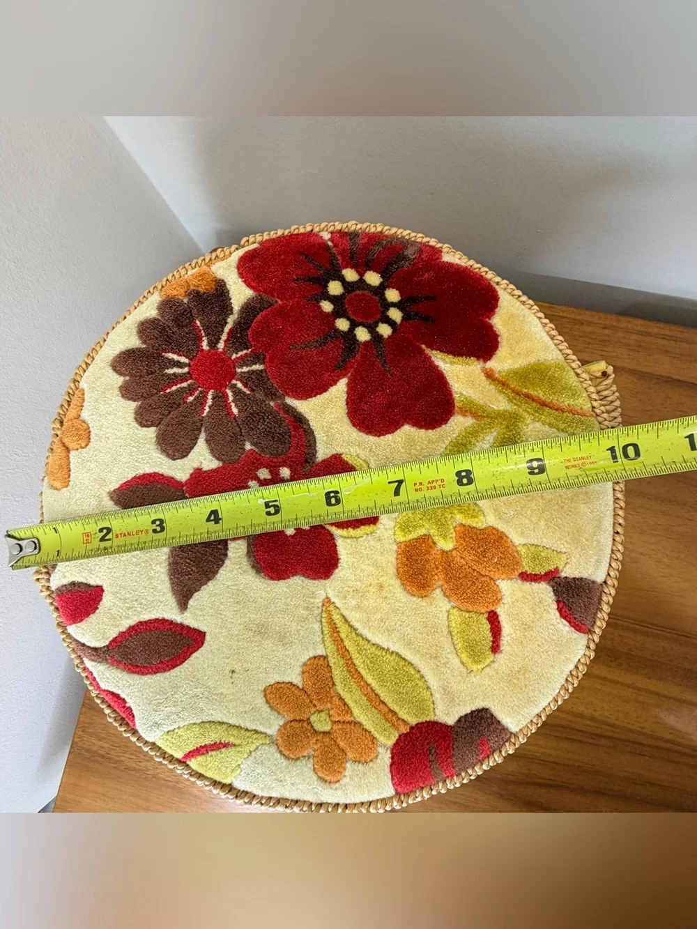 Vintage 1970s Woven Sewing Basket Box Made in Japan Velvet Floral Lid Retro
